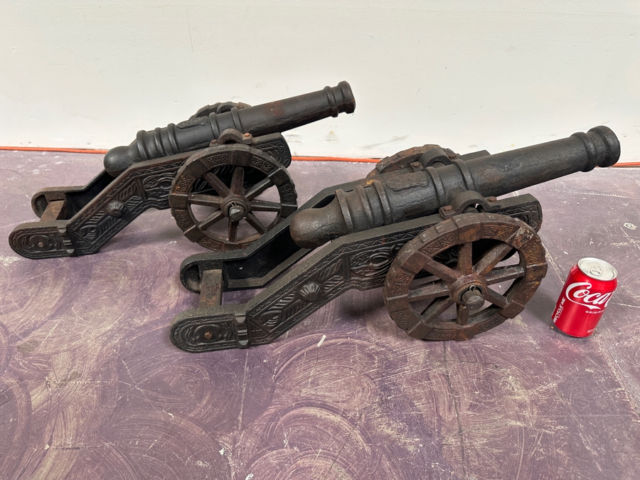 Pair Of Vintage Cast Iron Cannon Models 31W X 10D X 12H [Photo 14]