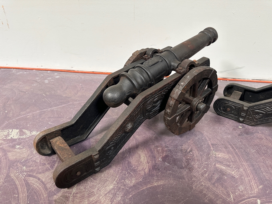 Pair Of Vintage Cast Iron Cannon Models 31W X 10D X 12H [Photo 12]