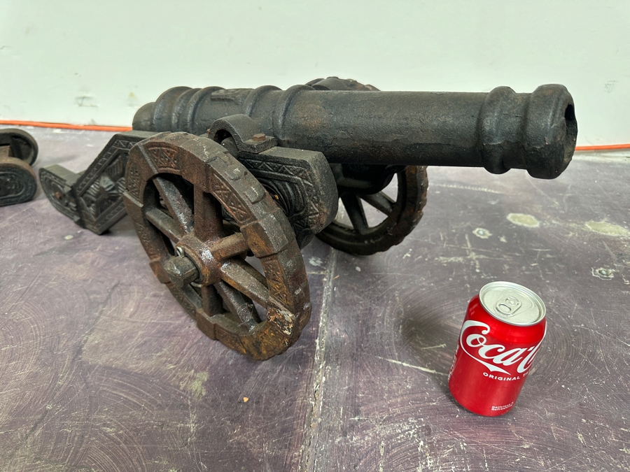 Pair Of Vintage Cast Iron Cannon Models 31W X 10D X 12H [Photo 8]