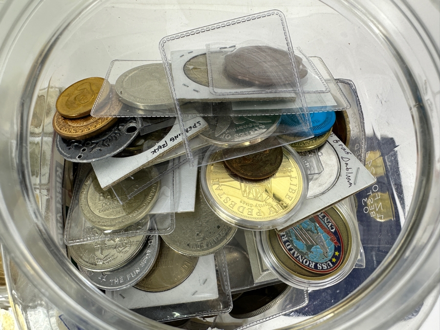 Container Filled With 14 Pounds Plus Of Tokens, Medals & Exonumia [Photo 14]
