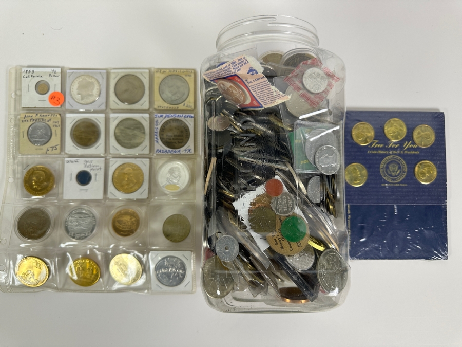 Container Filled With 14 Pounds Plus Of Tokens, Medals & Exonumia [Photo 26]