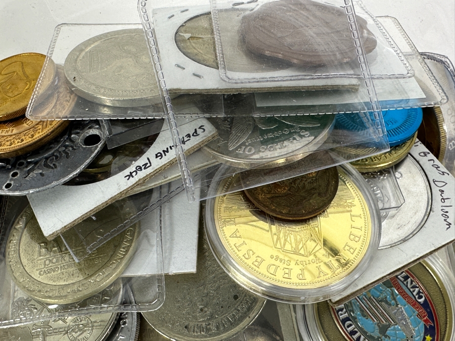 Container Filled With 14 Pounds Plus Of Tokens, Medals & Exonumia [Photo 13]