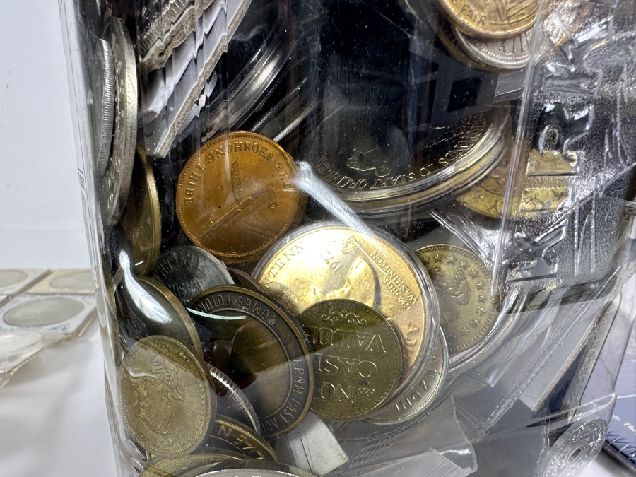 Container Filled With 14 Pounds Plus Of Tokens, Medals & Exonumia [Photo 21]
