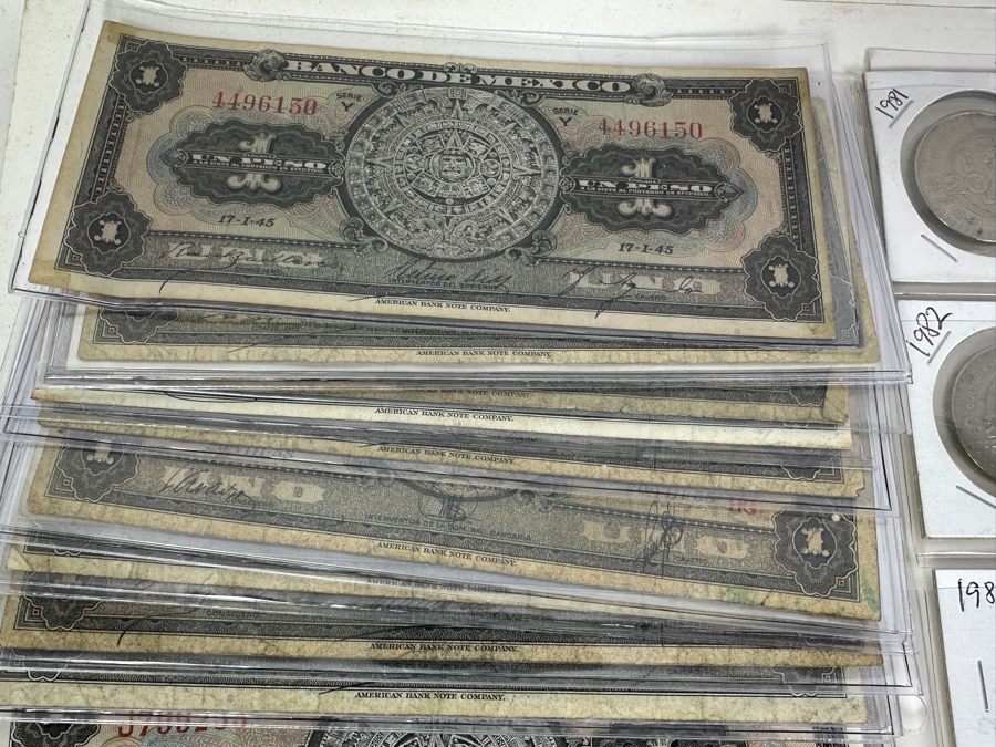 Mexican Coin & Currency Collection 56 Bills And 80 Coins [Photo 10]