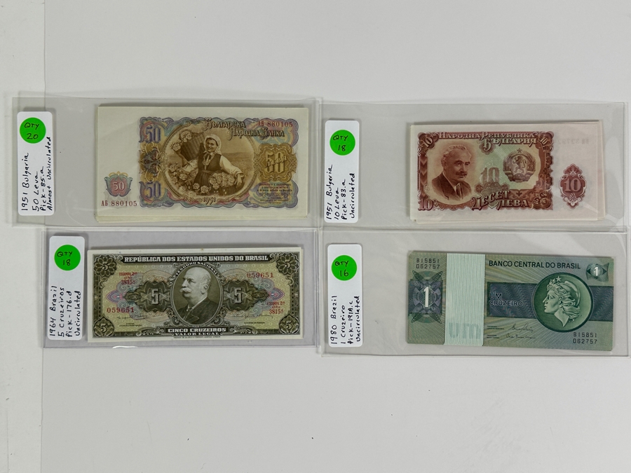 Four Boxes Of Mainly Uncirculated Foreign Currency 1,955 Notes (Fair Market Value $8,700+) - See Description For Photos And Currency Breakdown [Photo 10]
