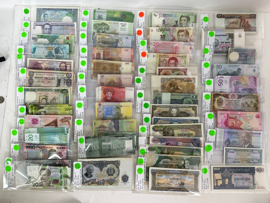 Four Boxes Of Mainly Uncirculated Foreign Currency 1,955 Notes (Fair Market Value $8,700+) - See Description For Photos And Currency Breakdown [Photo 16]