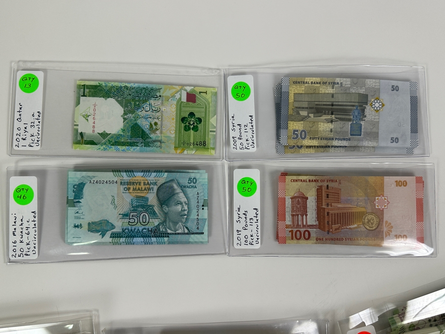 Four Boxes Of Mainly Uncirculated Foreign Currency 1,955 Notes (Fair Market Value $8,700+) - See Description For Photos And Currency Breakdown [Photo 3]