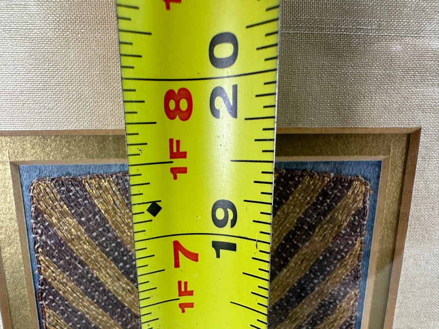 Framed Pair Of Framed Antique 19th Century Chinese Gold Thread Embroidered Robe Cuffs With The Forbidden Knot Embroidery Featuring Dragons, Phoenixes And Clouds 3.5 X 19.5 Framed 11.5 X 27.5 [Photo 12]