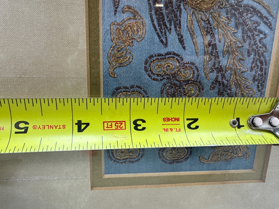 Framed Pair Of Framed Antique 19th Century Chinese Gold Thread Embroidered Robe Cuffs With The Forbidden Knot Embroidery Featuring Dragons, Phoenixes And Clouds 3.5 X 19.5 Framed 11.5 X 27.5 [Photo 11]