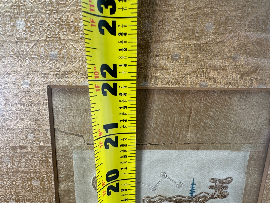 Pair Of Vintage Chinese Embroideries 4 X 22 Framed 11.5 X 29 [Photo 12]