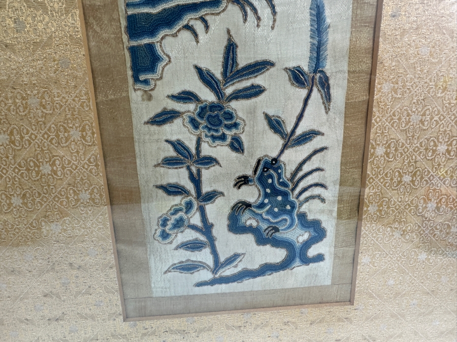 Pair Of Vintage Chinese Embroideries 4 X 22 Framed 11.5 X 29 [Photo 10]