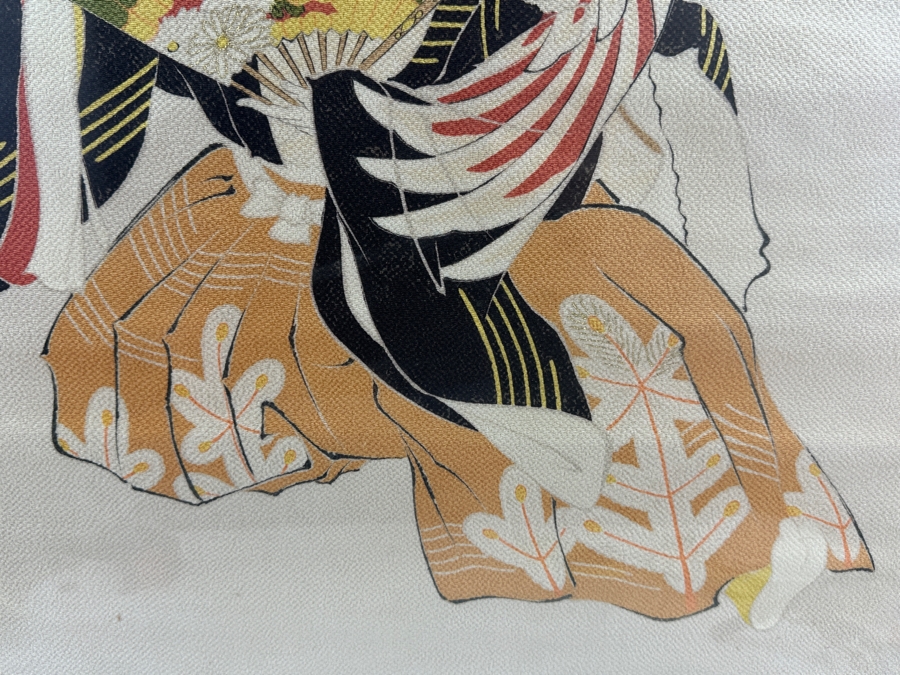 Vintage Japanese Silk Scroll Painting 22 X 26 Framed 28.5 X 43 [Photo 7]