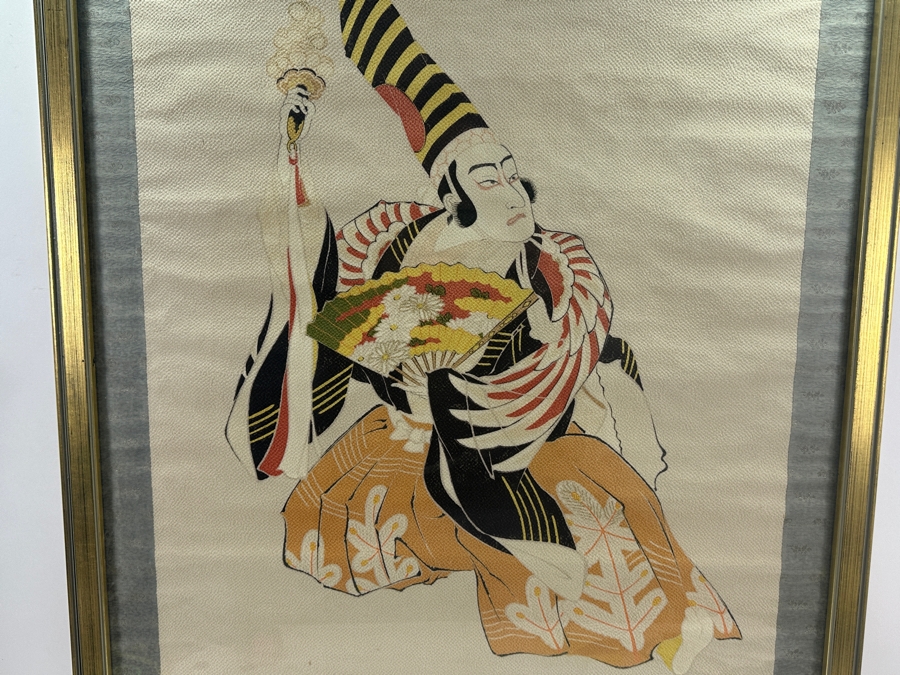 Vintage Japanese Silk Scroll Painting 22 X 26 Framed 28.5 X 43 [Photo 8]