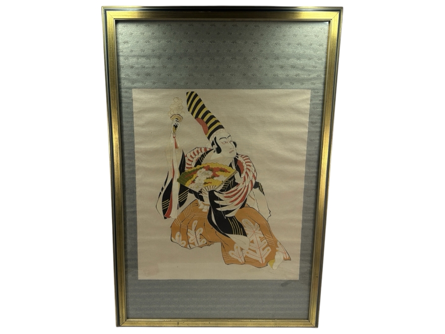 Vintage Japanese Silk Scroll Painting 22 X 26 Framed 28.5 X 43 [Photo 2]