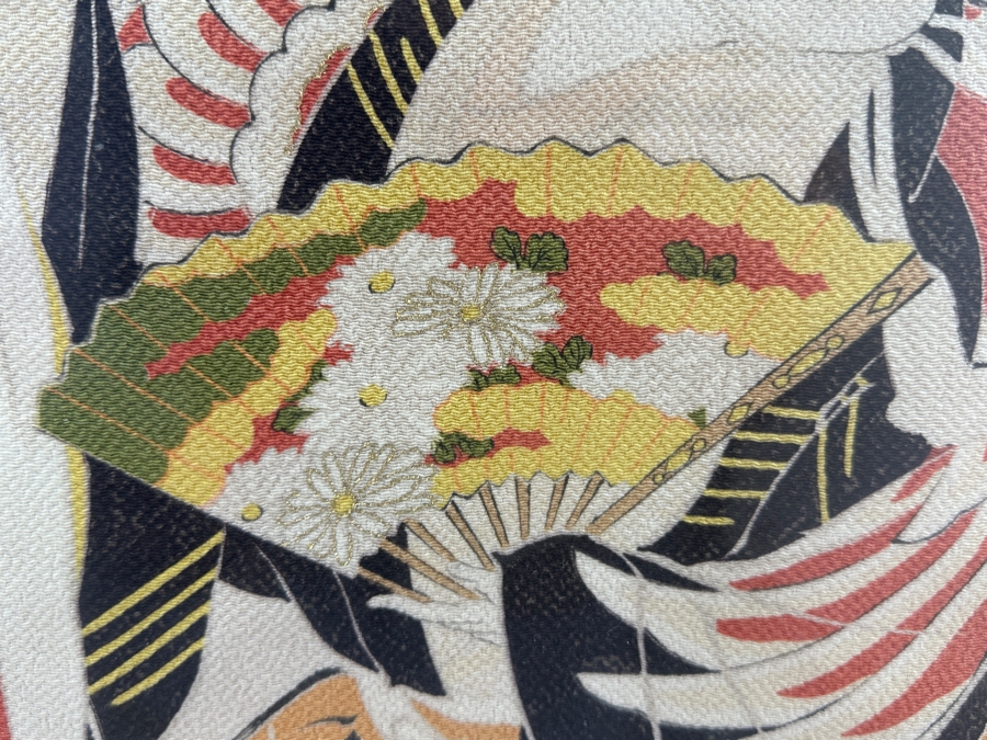 Vintage Japanese Silk Scroll Painting 22 X 26 Framed 28.5 X 43 [Photo 5]