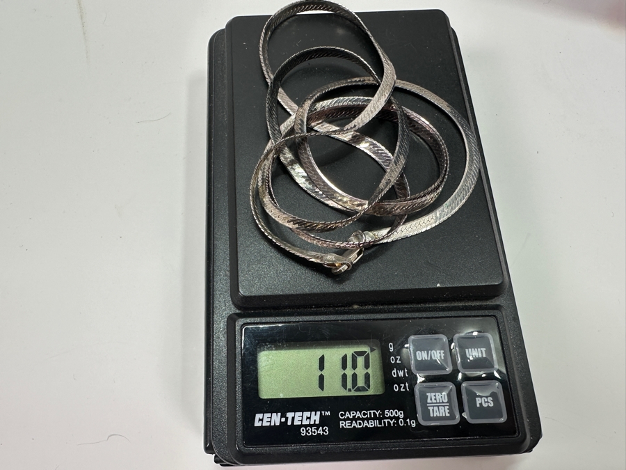 Sterling Silver Italian Herringbone Chain 30' Necklace 11g [Photo 4]