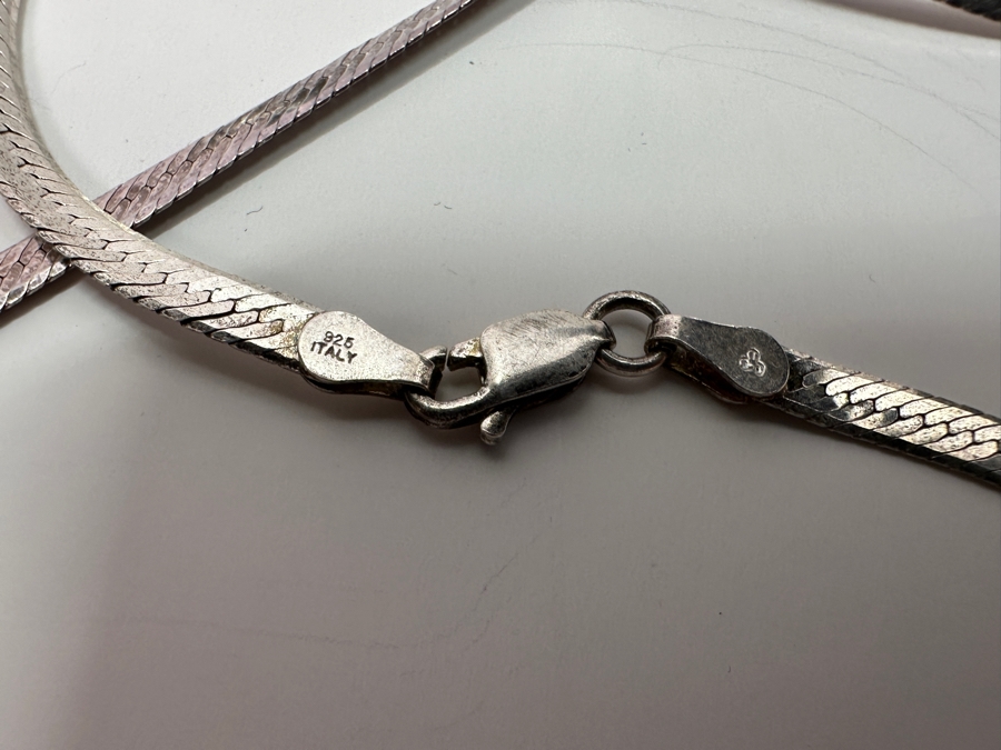 Sterling Silver Italian Herringbone Chain 30' Necklace 11g [Photo 2]