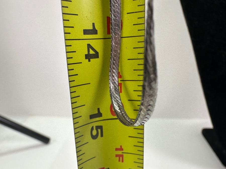 Sterling Silver Italian Herringbone Chain 30' Necklace 11g [Photo 3]