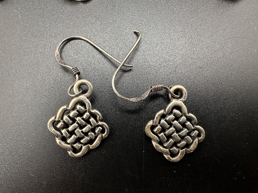 Set Of Four Sterling Silver / Turquoise Earrings 14.4g [Photo 4]