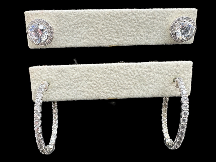 Two Pairs Of Sterling Silver Earrings 9.8g