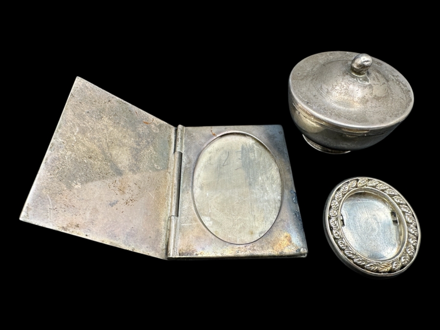 Sterling Silver Lot Featuring Two Small Picture Frames And One Lidded Sterling Box 55.7g