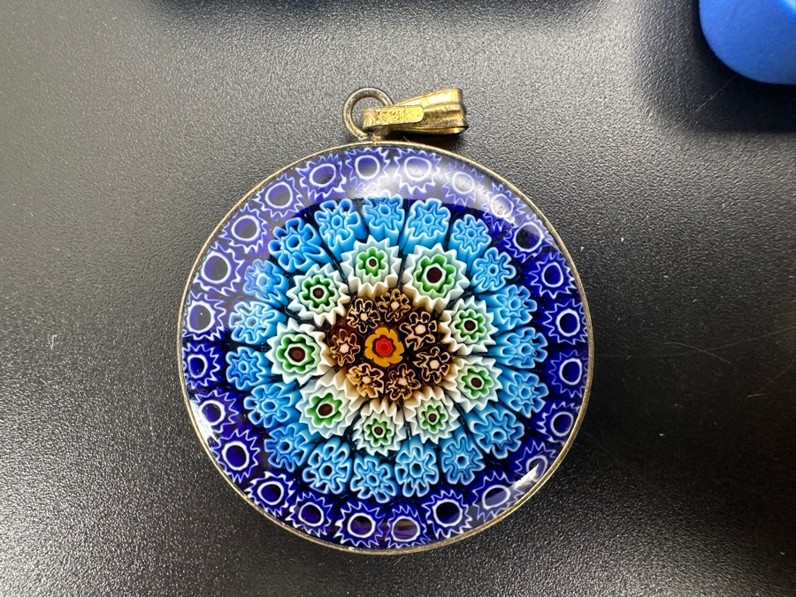 Collection Of Vintage Venetian Murano Glass Millefiori (4) Pendants And (1) Set Of Earrings [Photo 3]
