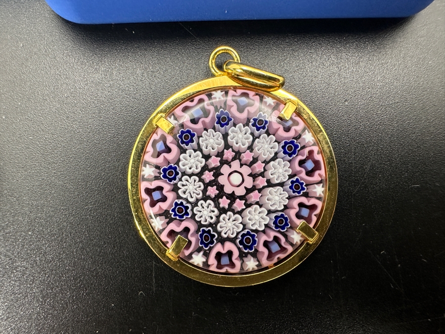 Collection Of Vintage Venetian Murano Glass Millefiori (4) Pendants And (1) Set Of Earrings [Photo 4]