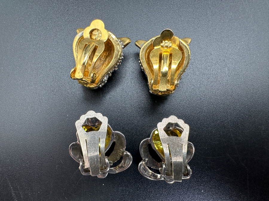 Vintage Sterling Silver Clip-On Earrings (Bottom) And Panther Costume Clip-On Earrings (Top) [Photo 7]