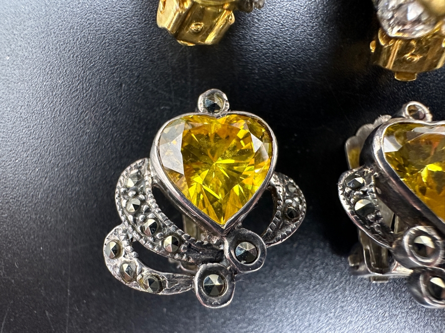 Vintage Sterling Silver Clip-On Earrings (Bottom) And Panther Costume Clip-On Earrings (Top) [Photo 3]