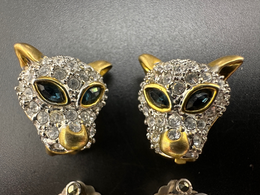 Vintage Sterling Silver Clip-On Earrings (Bottom) And Panther Costume Clip-On Earrings (Top) [Photo 5]