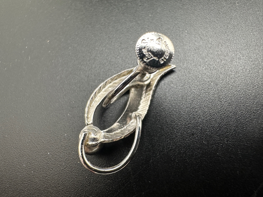 Sterling Silver Brooch Pin With Matching Earrings Signed Loran Sim 7.8g [Photo 8]