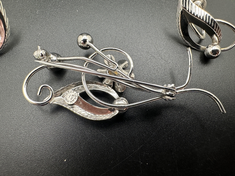 Sterling Silver Brooch Pin With Matching Earrings Signed Loran Sim 7.8g [Photo 3]