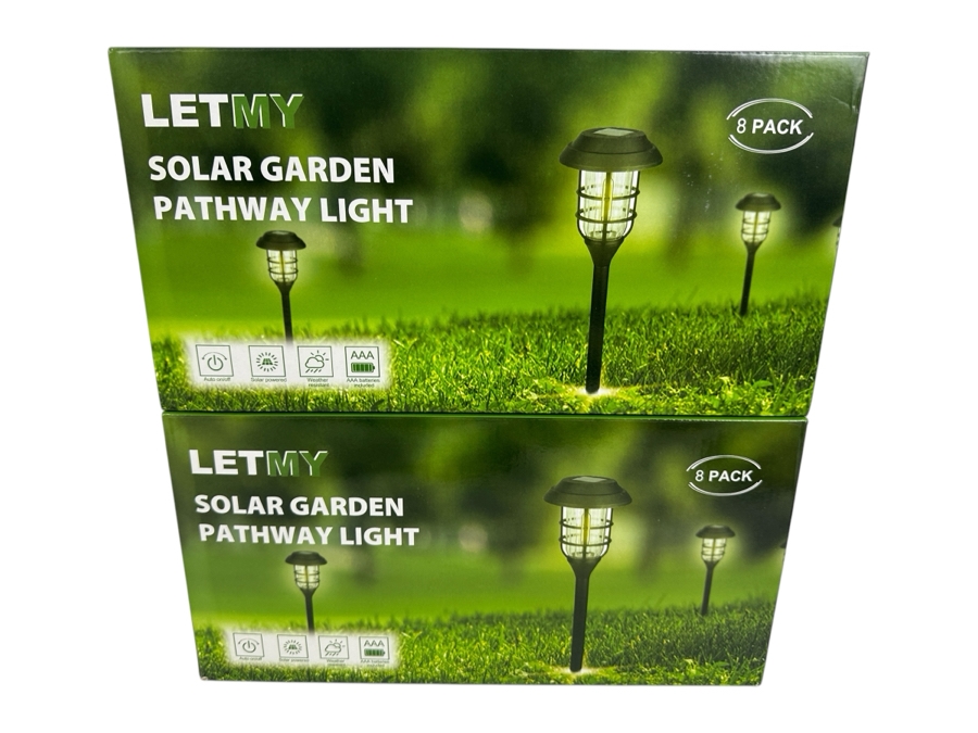 Pair Of New LETMY Solar Garden Pathway Lights 8 Pack - Total Of 16 Lights