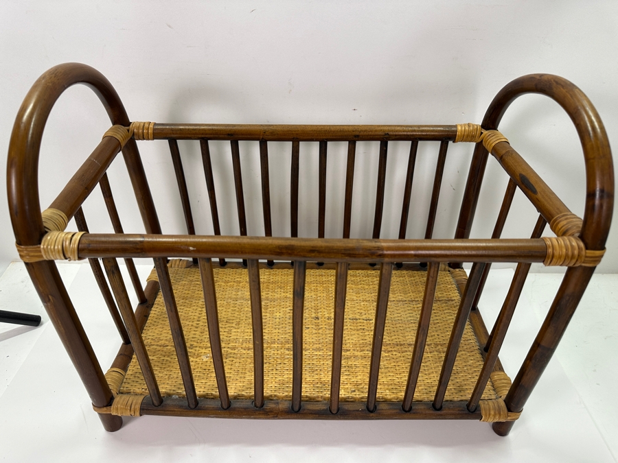 Mid Century Modern Rattan Magazine Rack 18'W x 10'D x 15'H [Photo 3]