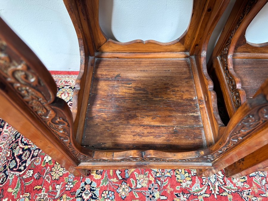 Pair of Chinese Hand Carved Pedestals with Drawers 15.5'W x 15.5'D x 34'H [Photo 9]