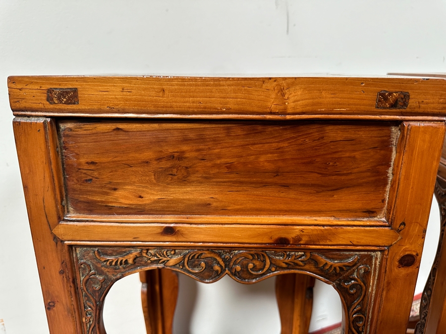 Pair of Chinese Hand Carved Pedestals with Drawers 15.5'W x 15.5'D x 34'H [Photo 15]