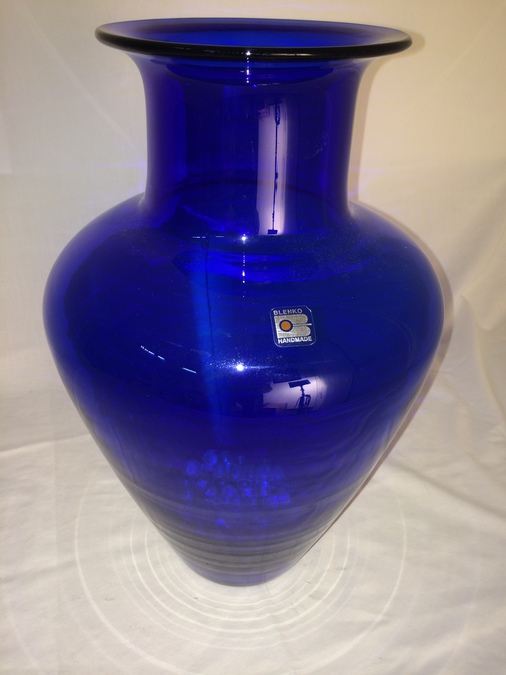 Large Blue Blenko Handmade Vase