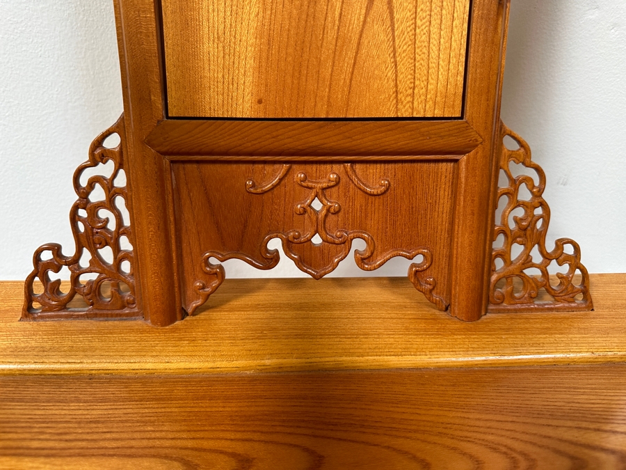 Vintage Mid-Century Chinese Carved Huanghuali Wood Horseshoe Throne Arm Chair 27W X 24D X 39H [Photo 6]