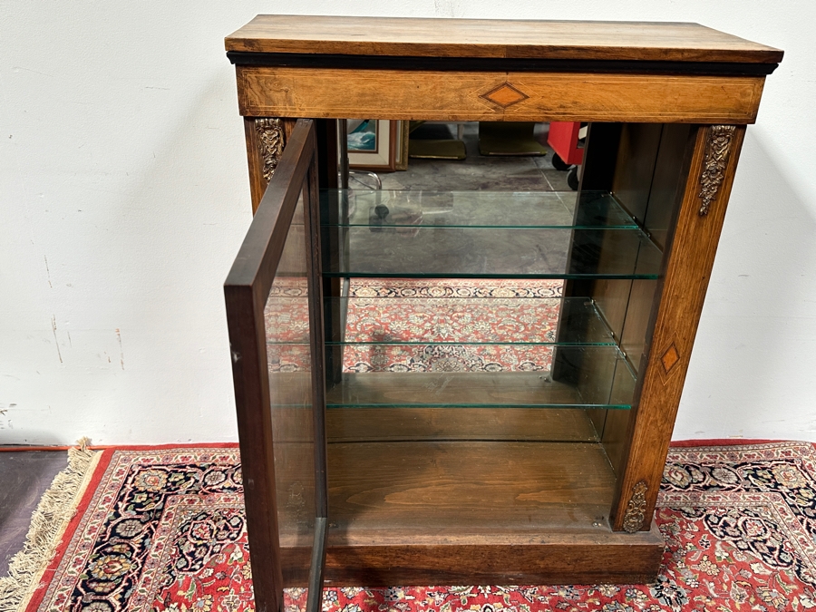 Antique Victorian Walnut Display Cabinet with Added LED Light 29.5'W x 12'D x 40'H [Photo 8]