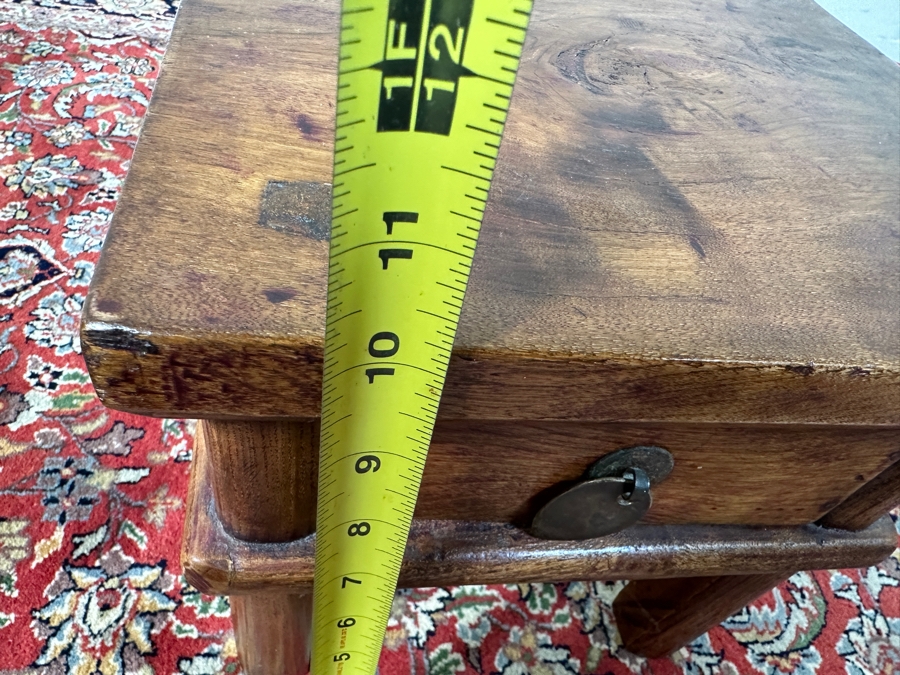 Vintage Wooden Chinese End Table with Drawer 10.5'W x 10.5'D x 10'H [Photo 13]