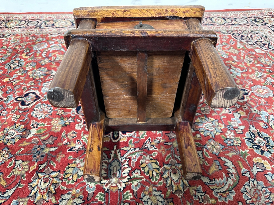 Vintage Wooden Chinese End Table with Drawer 10.5'W x 10.5'D x 10'H [Photo 10]