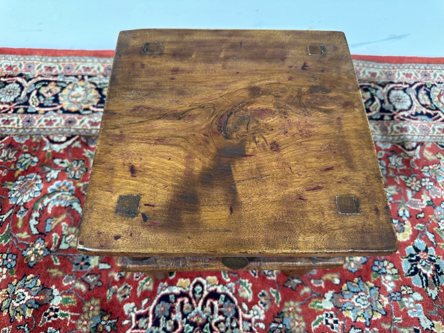 Vintage Wooden Chinese End Table with Drawer 10.5'W x 10.5'D x 10'H [Photo 5]