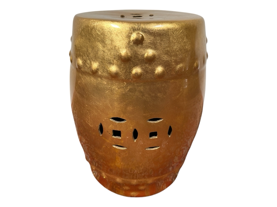 Gold Ceramic Garden Stool 18'H [Photo 1]