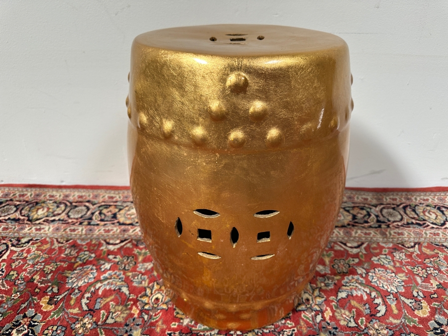 Gold Ceramic Garden Stool 18'H [Photo 2]