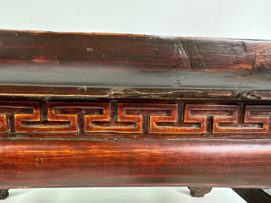 Antique Chinese Ming Kang Carved Wooden Table 23.25W X 11.75D X 12H [Photo 3]