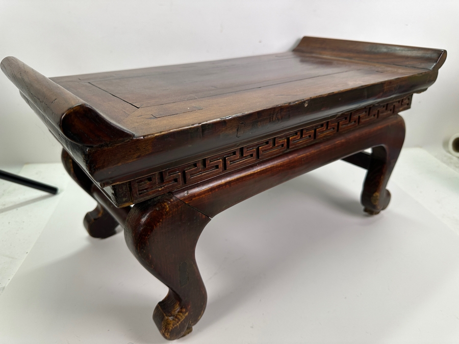 Antique Chinese Ming Kang Carved Wooden Table 23.25W X 11.75D X 12H [Photo 10]