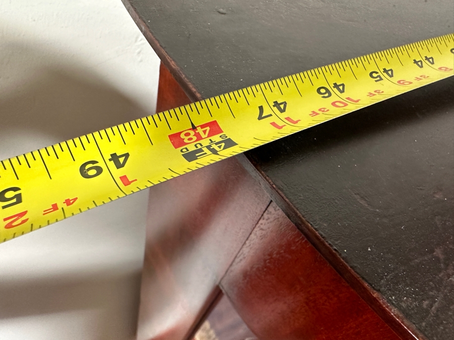 Antique Carved Mahogany Curio Cabinet on Casters with Claw Feet and Wooden Shelves 48'W x 15'D x 73'H [Photo 17]