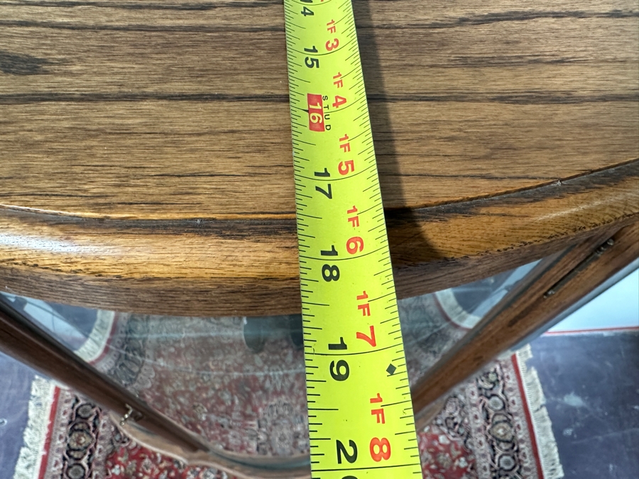 Carved Oak Curio Cabinet with Glass Shelving and Added LED Light 45'W x 18'D x 63'H [Photo 10]