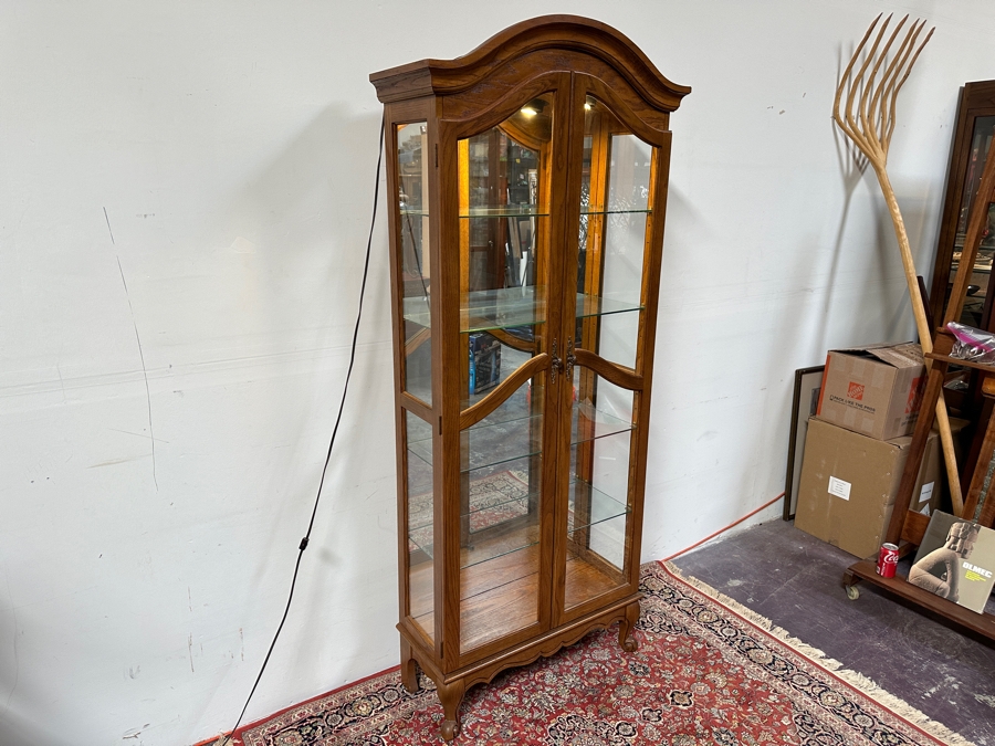 Philip Reinisch Wooden Curio Cabinet #736 33'W x 12'D x 78'H [Photo 4]