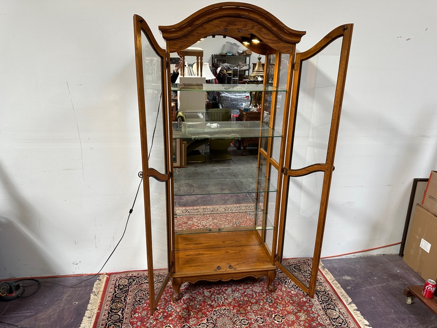 Philip Reinisch Wooden Curio Cabinet #736 33'W x 12'D x 78'H [Photo 3]